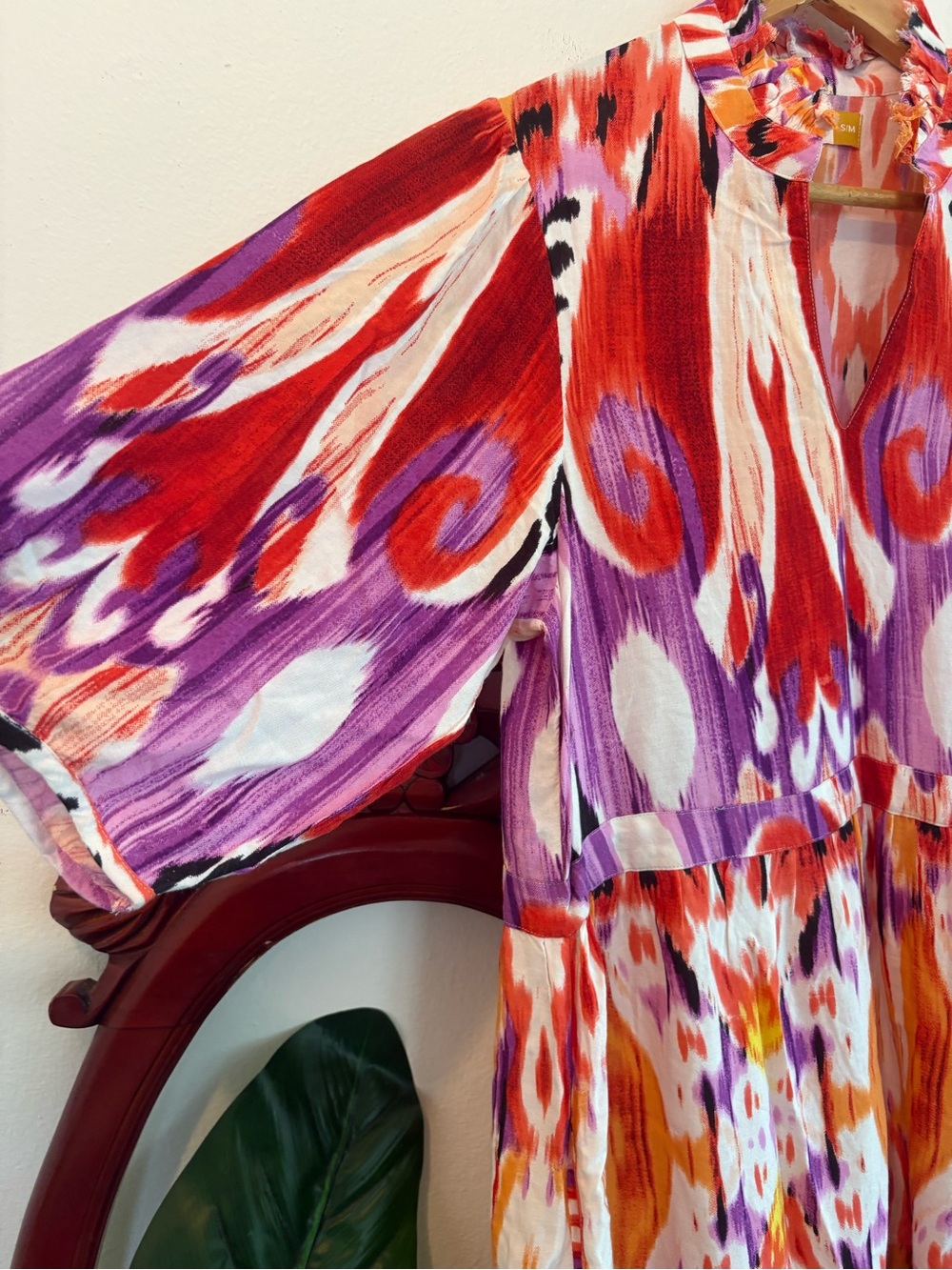 Vibrant Colorful Yady Veronica Gypsy Red & Purple Print Maximilist Midi Dress - Picture 4 of 5